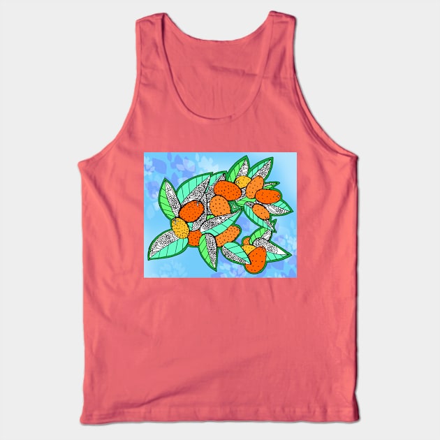 Juicy Ripe California Kumquats on Blue Sky Tank Top by RhondaChase